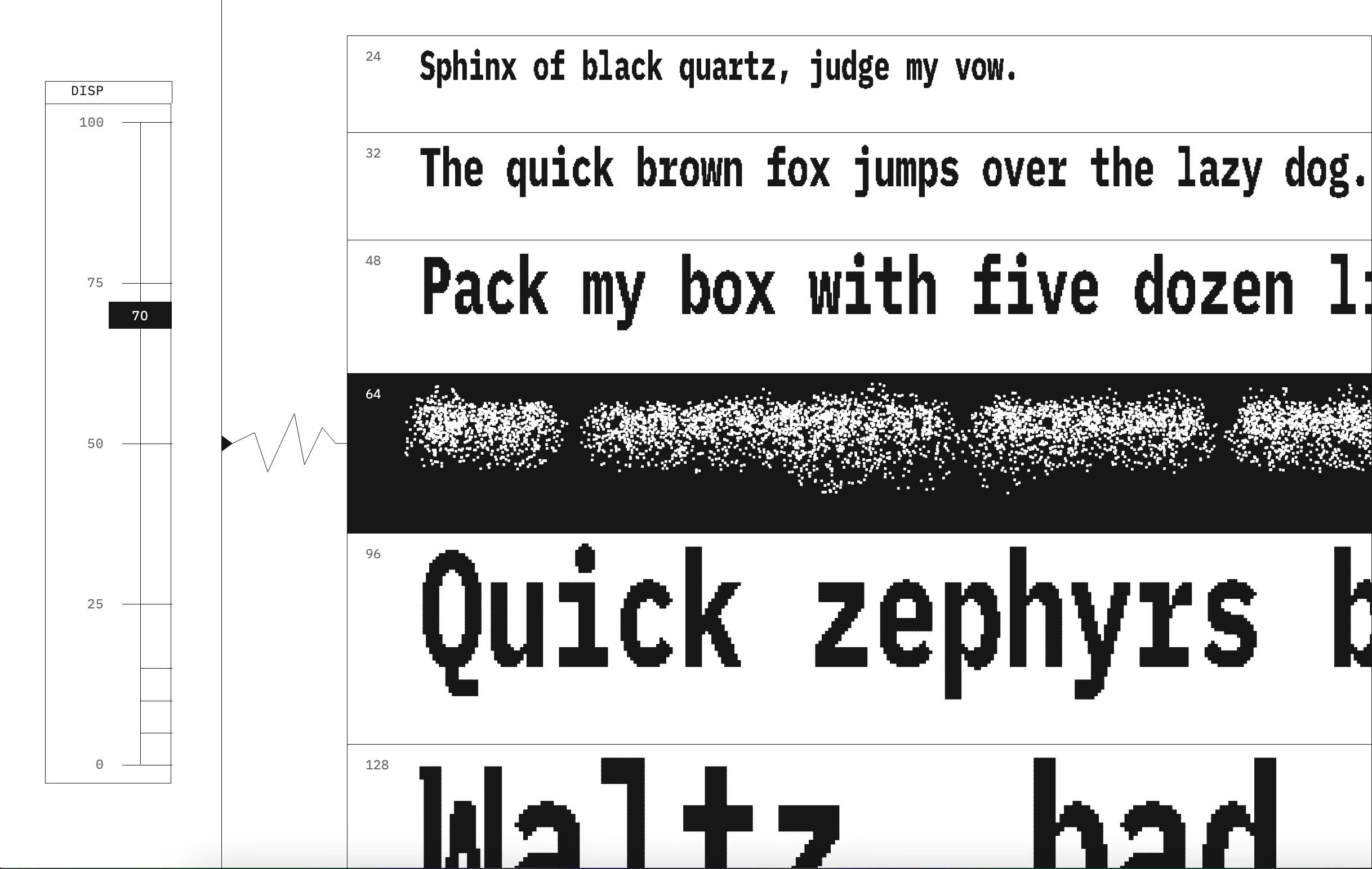 PX150 typeface capture